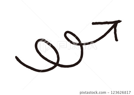 手寫旋轉向上箭頭向量黑色 123626817