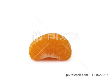 Isolated citrus segment isolated. Citrus fruits peeled segment with shadow. 123627083