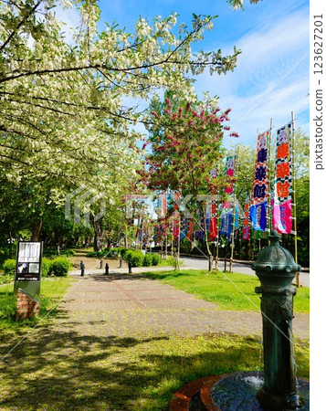 秋田縣小坂町明治百週年紀念街的景色 123627201