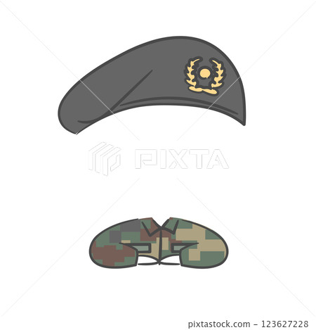 A drawing of soldier character with a face cutout A drawing of soldier character with a face cutout 123627228
