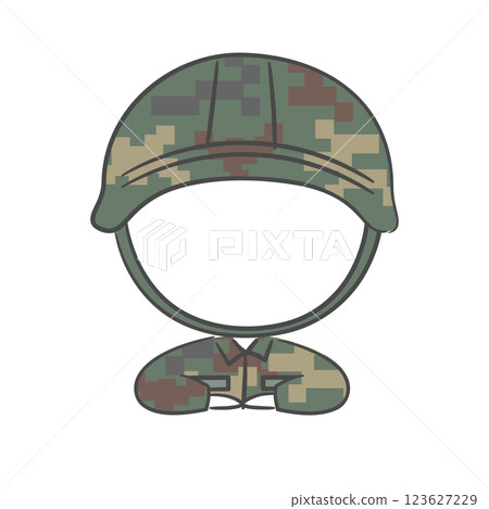 A drawing of soldier character with a face cutout 123627229