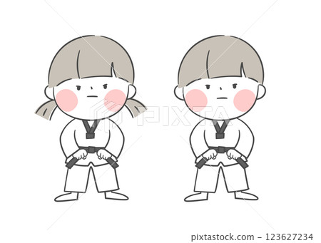 A drawing of a child practicing Taekwondo A drawing of a child practicing Taekwondo 123627234