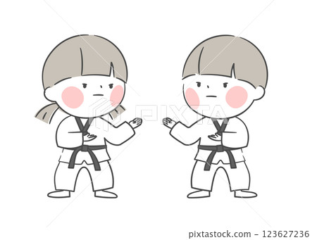 A drawing of a child practicing Taekwondo A drawing of a child practicing Taekwondo 123627236