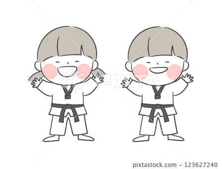 A drawing of a child practicing Taekwondo A drawing of a child practicing Taekwondo 123627240