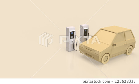 The EV Station and Car for Technology or Transportation concept 3d Rendering. 123628335