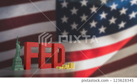 The Statue of Liberty and text for Business concept 3d Rendering. 123628345