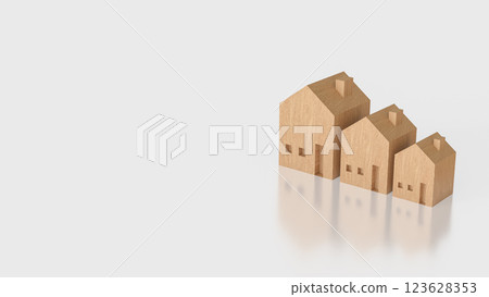 The Wood tree House  for property or real estate  concept 3d Rendering. 123628353