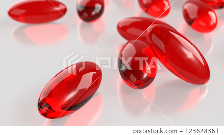 The Red pill for Astaxanthin or Heathy concept 3d Rendering. The Red pill for Astaxanthin or Heathy concept 3d Rendering. 123628361