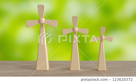 The Windmill for Eco or energy concept 3d Rendering. 123628372