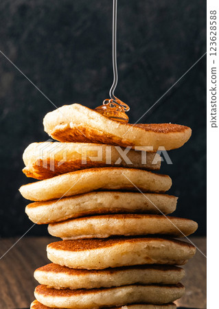 Honey on a pancake Honey on a pancake 123628588