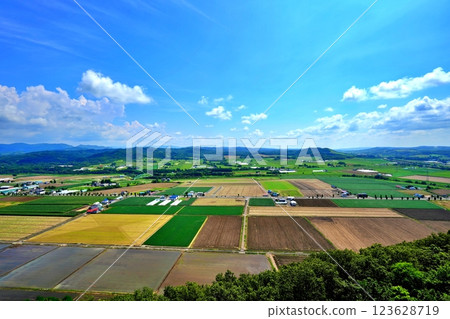 從北海道三笠市的龍風山瞭望台看到的空知平原全景 123628719