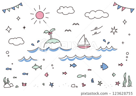 夏季插畫素材集 夏季插畫素材集 123628755