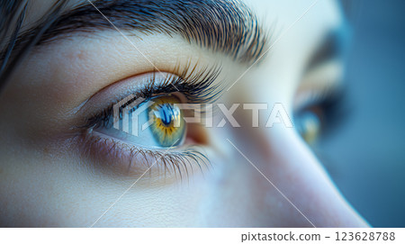 夢幻年輕女子的眼睛閉上 123628788