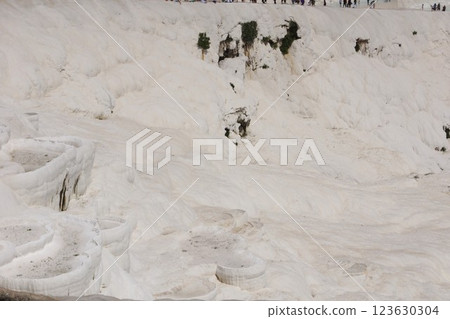 Pamukkale travertine terraces in Turkey 123630304