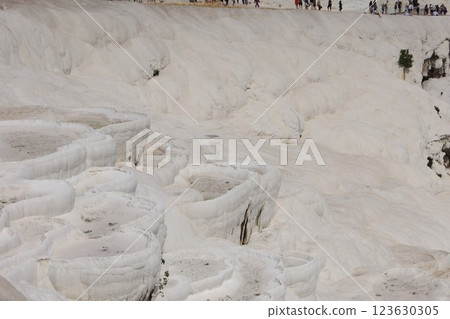 Pamukkale travertine terraces in Turkey 123630305