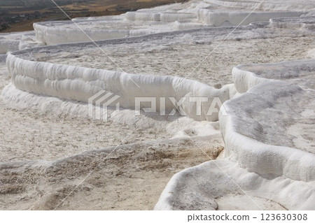 Pamukkale travertine terraces in Turkey 123630308