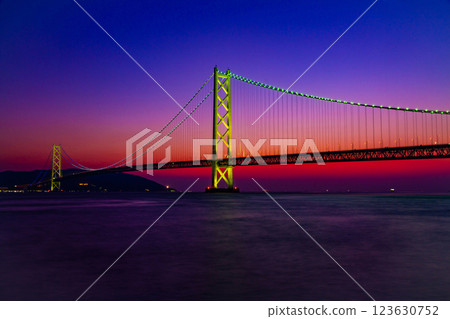 Night view of Akashi Kaikyo Bridge Night view of Akashi Kaikyo Bridge 123630752