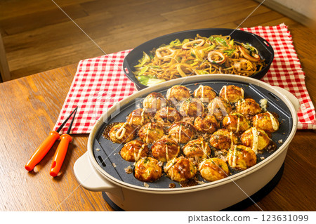 Takoyaki octopus dough balls Takoyaki japanese food 123631099