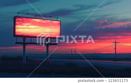 Urban Billboard Over Cityscape, Generate AI 123631173