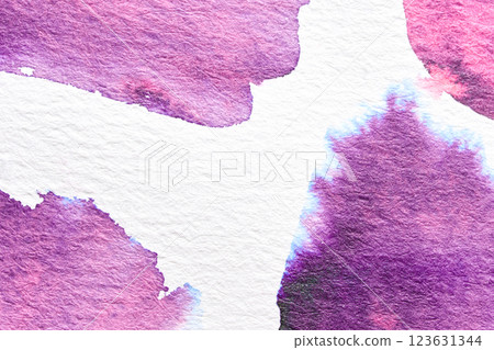 Abstract watercolor background with pink and purple brush strokes on textured 123631344