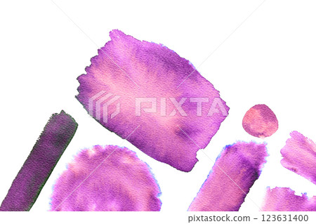 Vibrant abstract watercolor background featuring purple and pink brush strokes 123631400