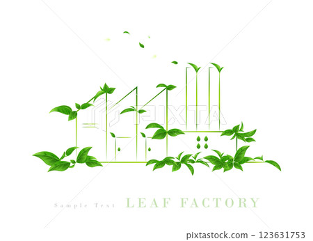 Factories and power plants painted with green leaves | Ecology Art Series Factories and power plants painted with green leaves | Ecology Art Series 123631753