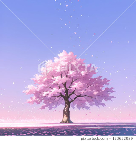 Spring when cherry blossom petals dance 123632089