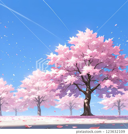 閃耀在藍天的櫻花 123632109