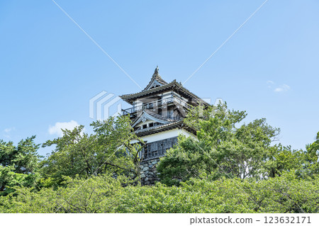 Sakai City, Fukui Prefecture, Japan's Top 100 Castle, Maruoka Castle Tower in fine weather 123632171