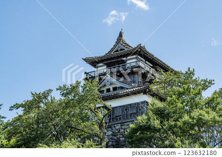Sakai City, Fukui Prefecture, Japan's Top 100 Castle, Maruoka Castle Tower in fine weather Sakai City, Fukui Prefecture, Japan's Top 100 Castle, Maruoka Castle Tower in fine weather 123632180