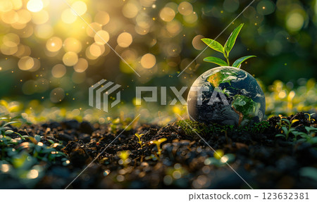 Serene Nature with Glow of Life, Generate AI 123632381