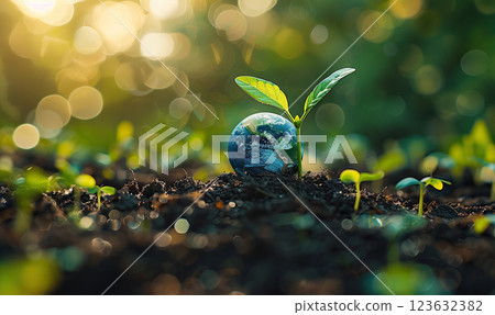 Serene Nature with Glow of Life, Generate AI 123632382