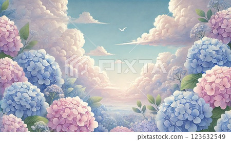 風景與繡球花 123632549