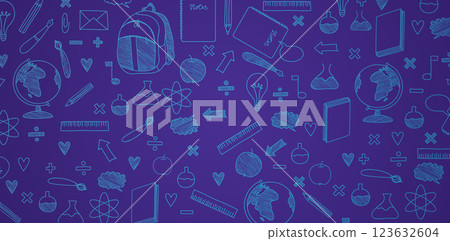 Back to School Pattern with School Items dark blue colors backgrounds for textile wallpapers, books cover, Digital interface, print templates material cards invitation, flyer, banner, poster, brochure Back to School Pattern with School Items dark blue colors backgrounds for textile wallpapers, books cover, Digital interface, print templates material cards invitation, flyer, banner, poster, brochure 123632604
