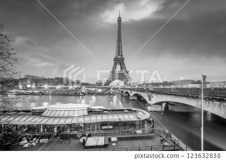 Paris Eiffel Tower and Champ de Mars in Paris 123632838