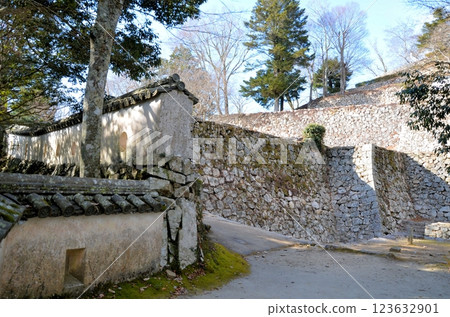 備中松山城:大手門石牆、三之平樓東側土牆 備中松山城:大手門石牆、三之平樓東側土牆 123632901