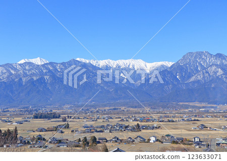Azumino and the Northern Alps in early spring Azumino and the Northern Alps in early spring 123633071