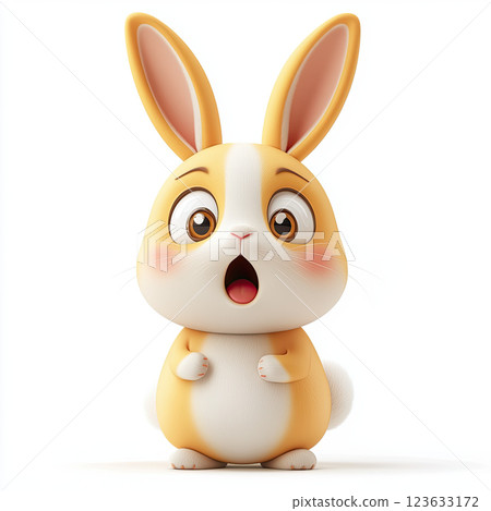 Cute chibi bunny with big eyes and surprised expression, perfect for Easter 123633172