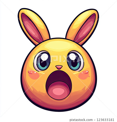 Cute shocked bunny emoji with big eyes and pastel colors Cute shocked bunny emoji with big eyes and pastel colors 123633181