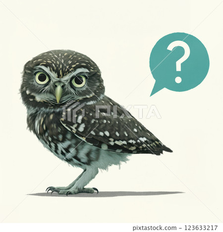 Sleepy office owl with curious expression, struggling to stay awake Sleepy office owl with curious expression, struggling to stay awake 123633217