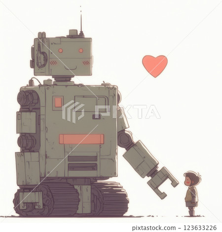 cute robot and child share moment of friendship and love 123633226