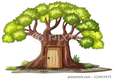 Enchanted Tree with Wooden Door 123633475