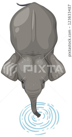 Elephant Drinking Water from Above 123633487