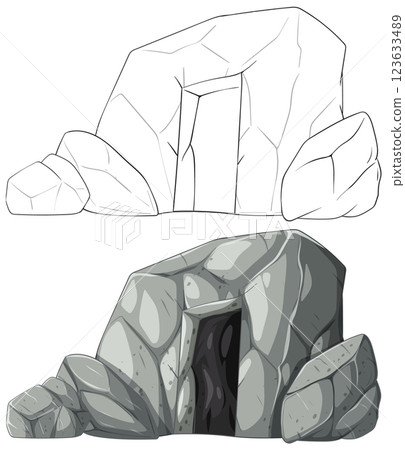 Stone Cave Vector Illustration Stone Cave Vector Illustration 123633489