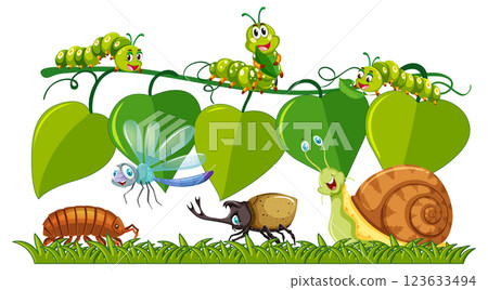 Garden Insects and Leafy Friends 123633494