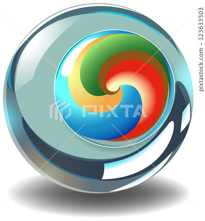Colorful Swirl in Glass Sphere Colorful Swirl in Glass Sphere 123633503