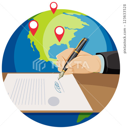 Global Contract Signing Illustration Global Contract Signing Illustration 123633528