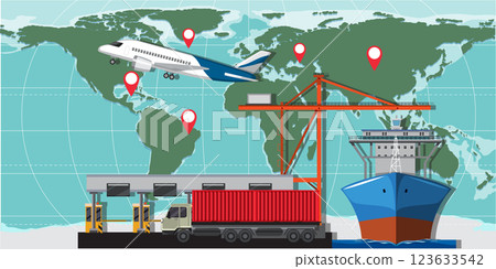 Global Trade and Transportation Network 123633542