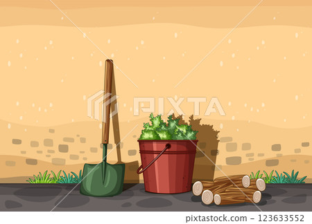 Gardening Tools and Fresh Harvest 123633552