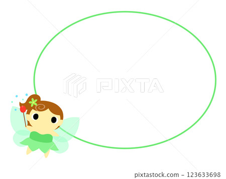 帶有圓形框架的仙女圖示(綠色) 帶有圓形框架的仙女圖示(綠色) 123633698